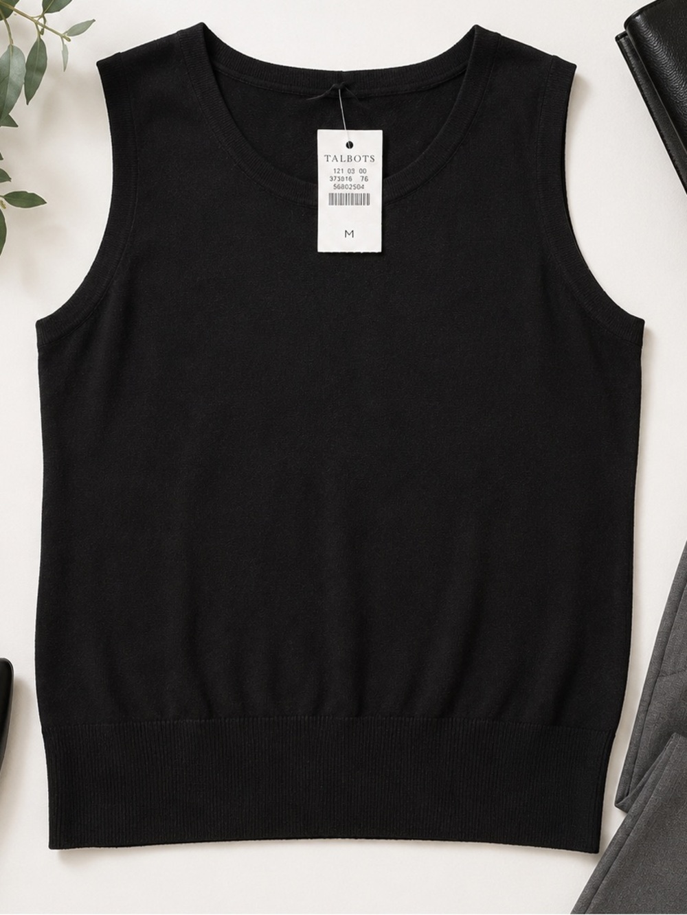 Talbots Black Sleeveless Sweater Tank Shell Top Medium NWT - Picture 2 of 5